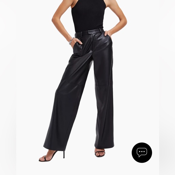 NWT black leather trouser wide leg, Saks Fifth Ave - Picture 2 of 6